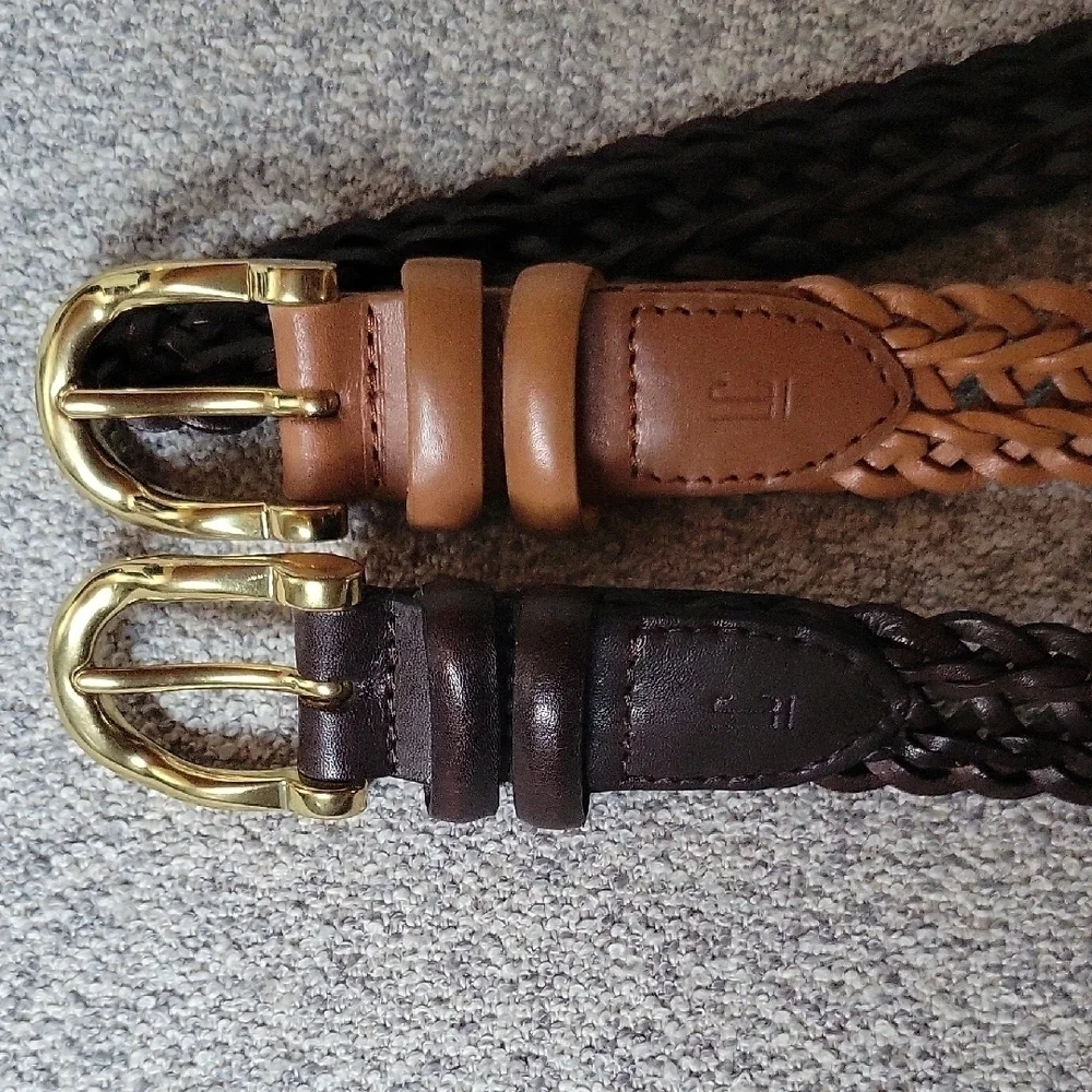 L.C.I Vintage Braided 1999 Leather Belt Set - Chocolate Brown and Brown Size S